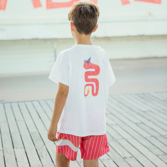 Relaxed Fit Tee | Redish Orange Monster