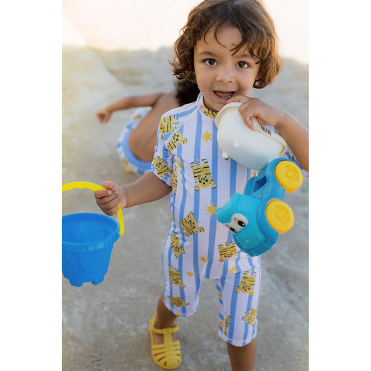 Light blue checkered Leopard Swimsuit