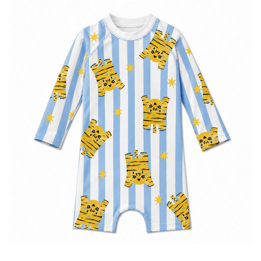 Light blue checkered Leopard Swimsuit