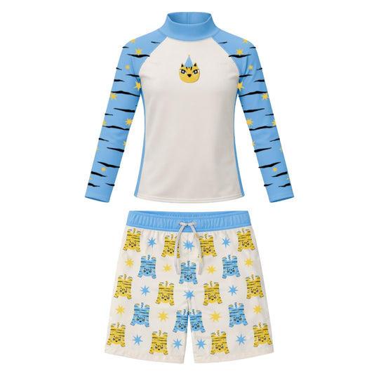 Light blue Arabian Leopard Rashgaurd + Shorts