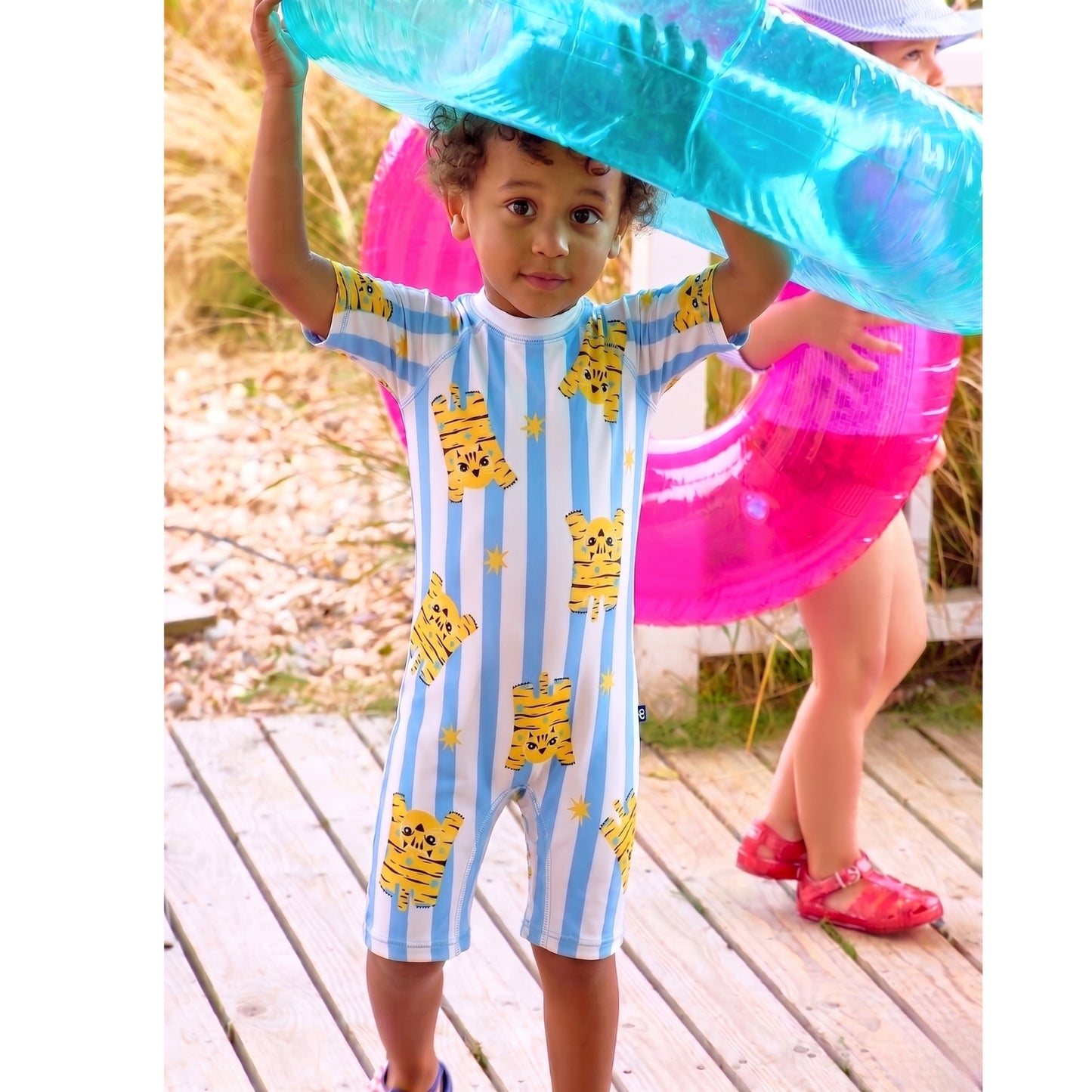 Light blue checkered Leopard Swimsuit