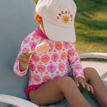 Ruffle Pinky Arabian Pattern Swimsuit